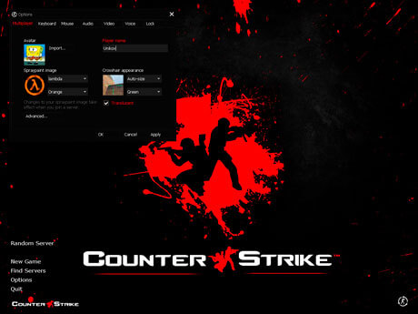 Main menu with custom background in CS 1.6 Black & Red