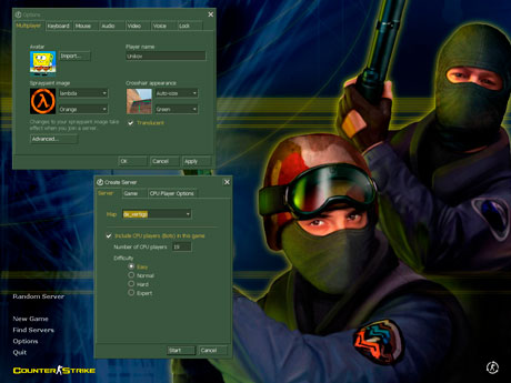 Main menu and settings in CS 1.6 Classic